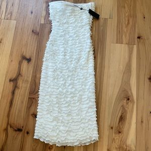 Gianni Bini pearl trim strapless midi dress size 4 white bride